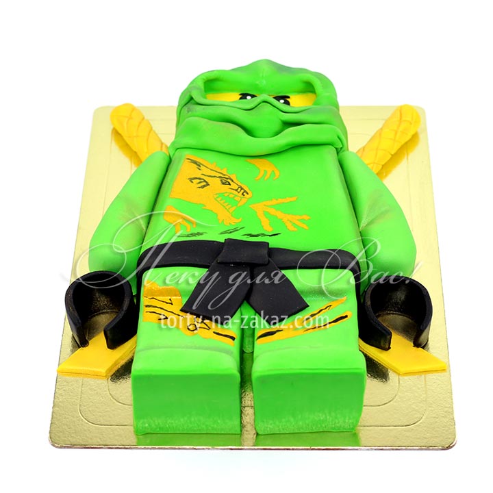 Торт детский мастичный в виде фигуры героя «Лего Ниндзяго»