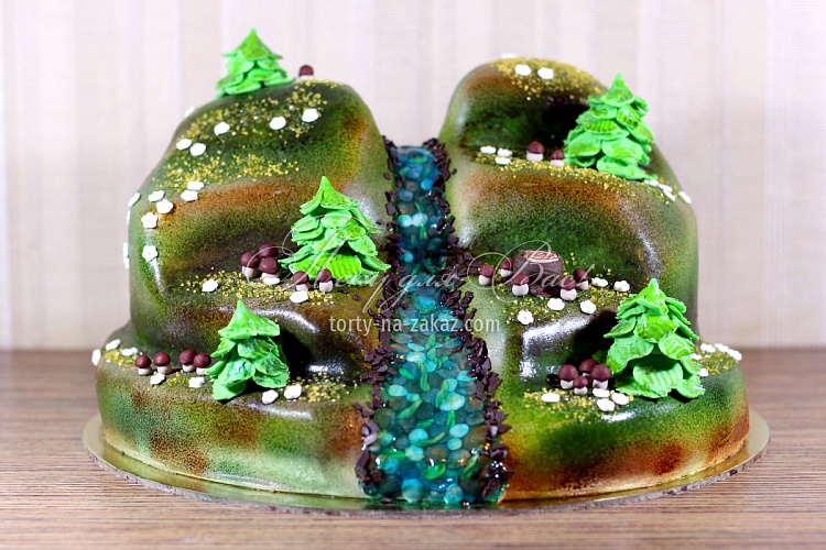 Торт праздничный мастичный «Лесной ручей» Фото 3
