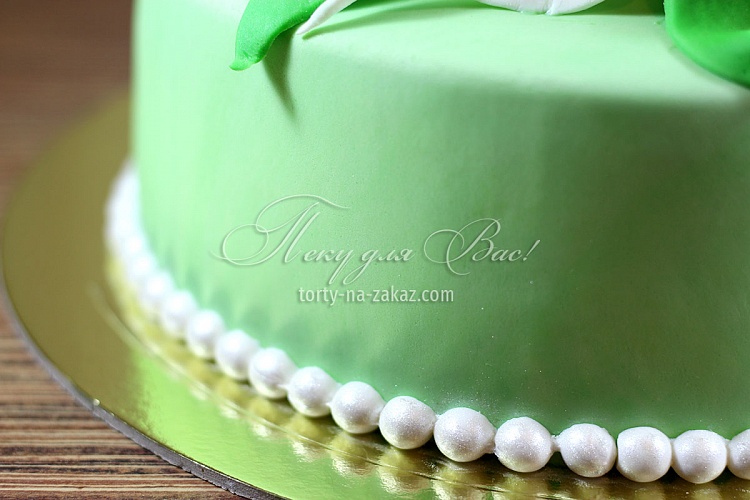 Торт свадебный мастичный с каллами Фото 6