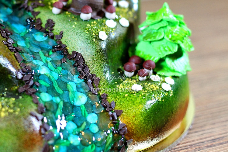 Торт праздничный мастичный «Лесной ручей» Фото 6